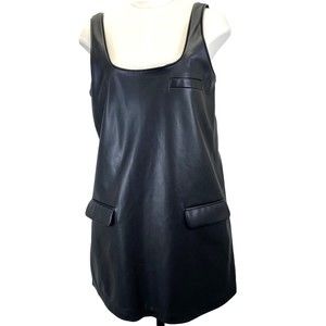ZARA Women's Tunic Size 5 Black Faux Leather Pull Over Sleeveless